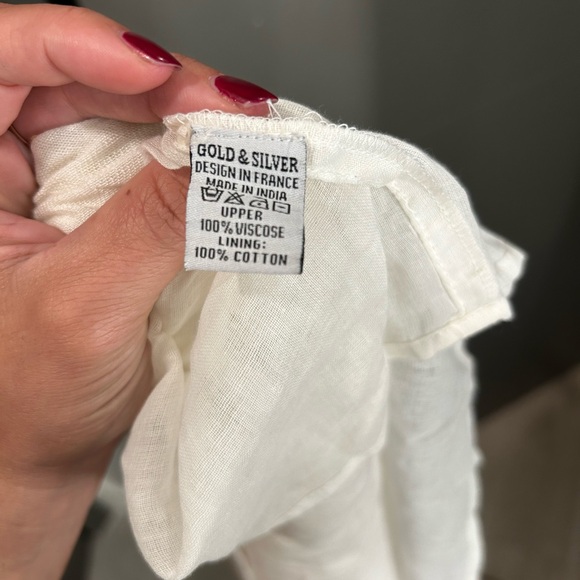 GOLD SILVER Ivory and Gold Sequins Maxi Beach Dress Plunging Neckline with Lace - Picture 8 of 8